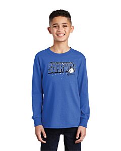 Port & Company® Youth Long Sleeve Core Cotton Tee - 2 Location Imprint - Soar With Logo